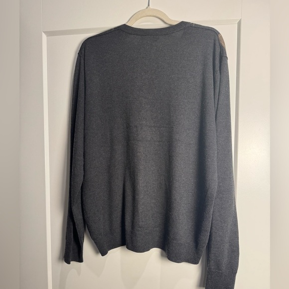 Banana Republic Silk Cashmere Argyle V-Neck sweater brown gray - Picture 2 of 6